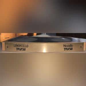 Toschi Lemoncello & Novello Wood Double‎ Bottle Display Holder Glorifier Vintage